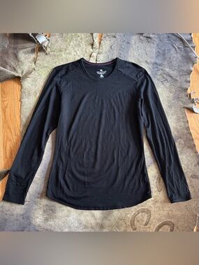Segments black wool long sleeve shirt size S